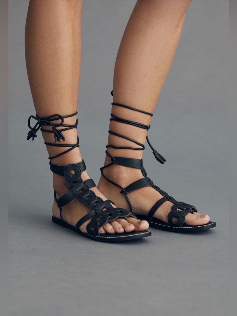 Pilcro Black Braided Lace-Up Gladiator Sandals size 8 . Anthropologie